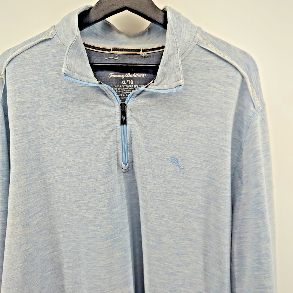 Tommy Bahama Quarter Zip Men's Size XL‎ Gray Pullover Sweater Golf Long Sleeve